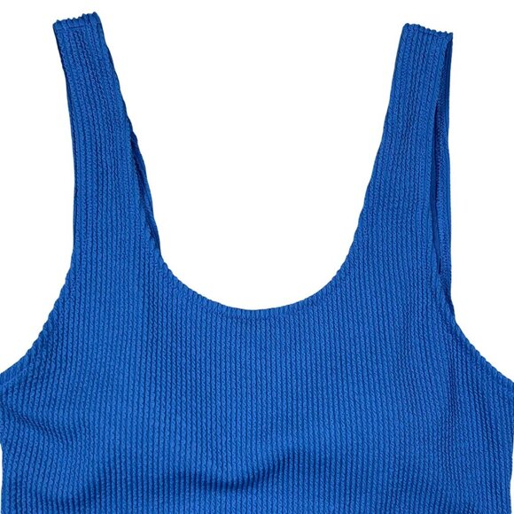 H&M Blue NWT High Leg One PiecePadded Cup Ribbed Swimsuit Size M - Picture 3 of 6